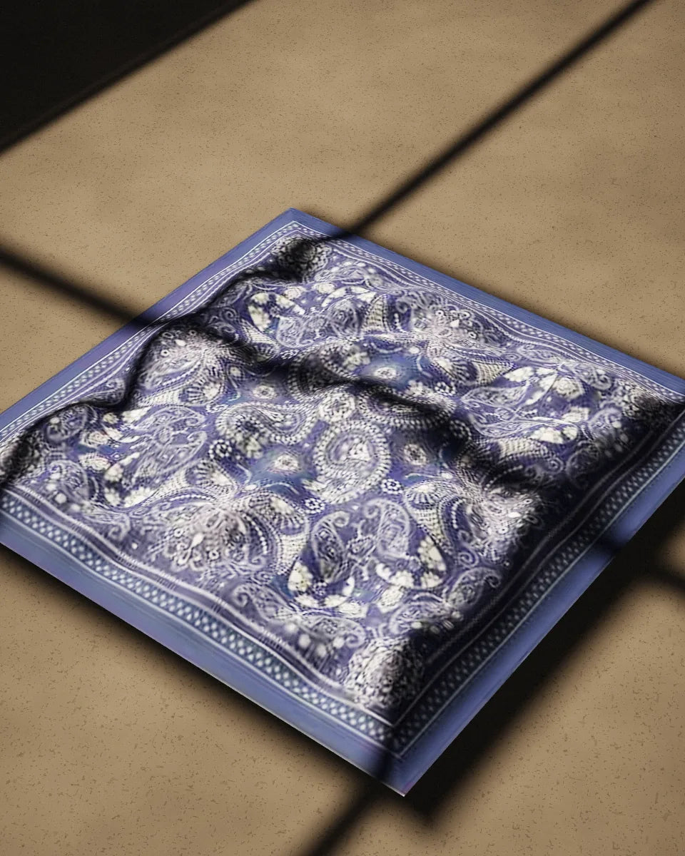 Aasmaan bandana, crumpled on a concrete floor