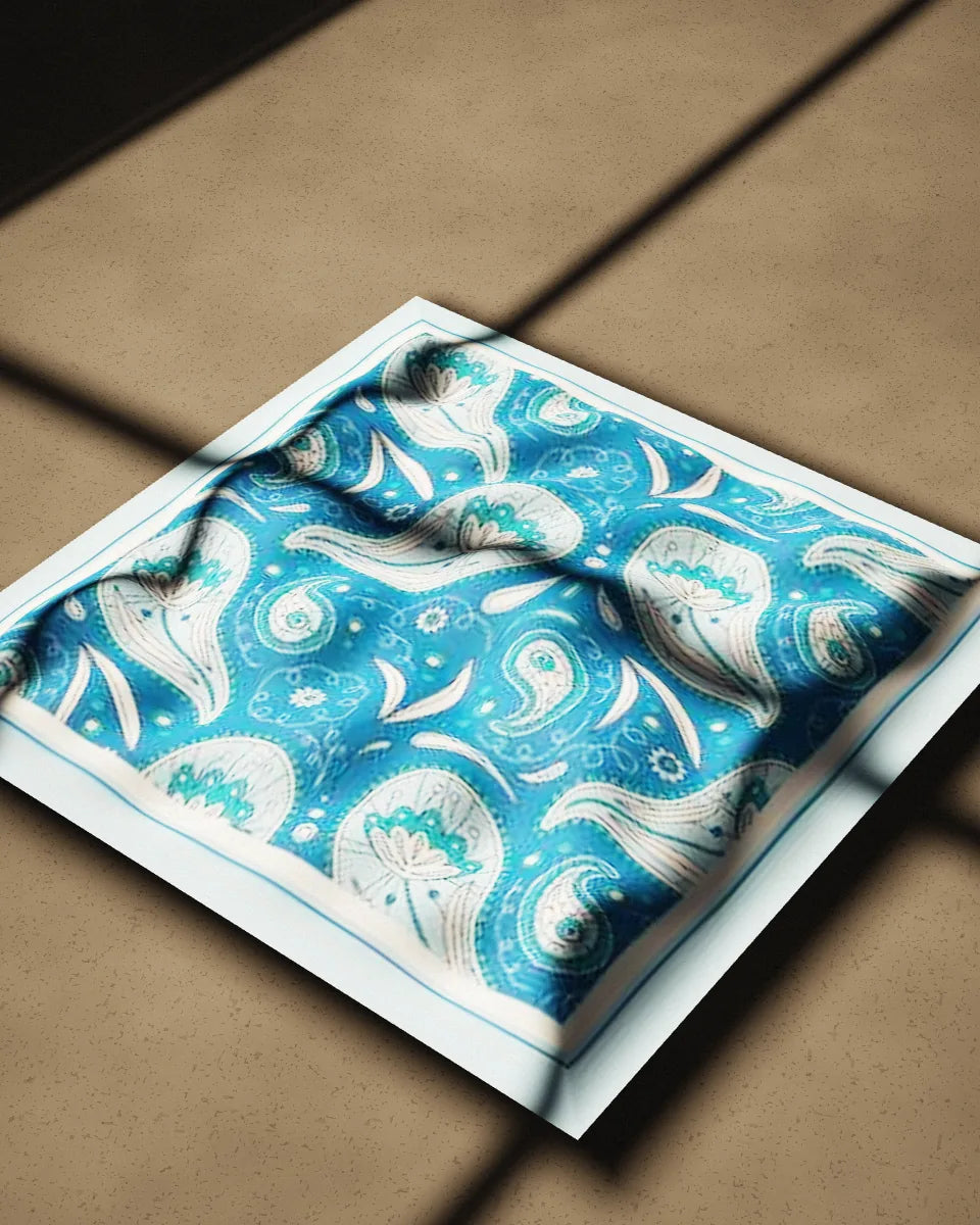 Neel Kairi bandana, crumpled on a concrete floor